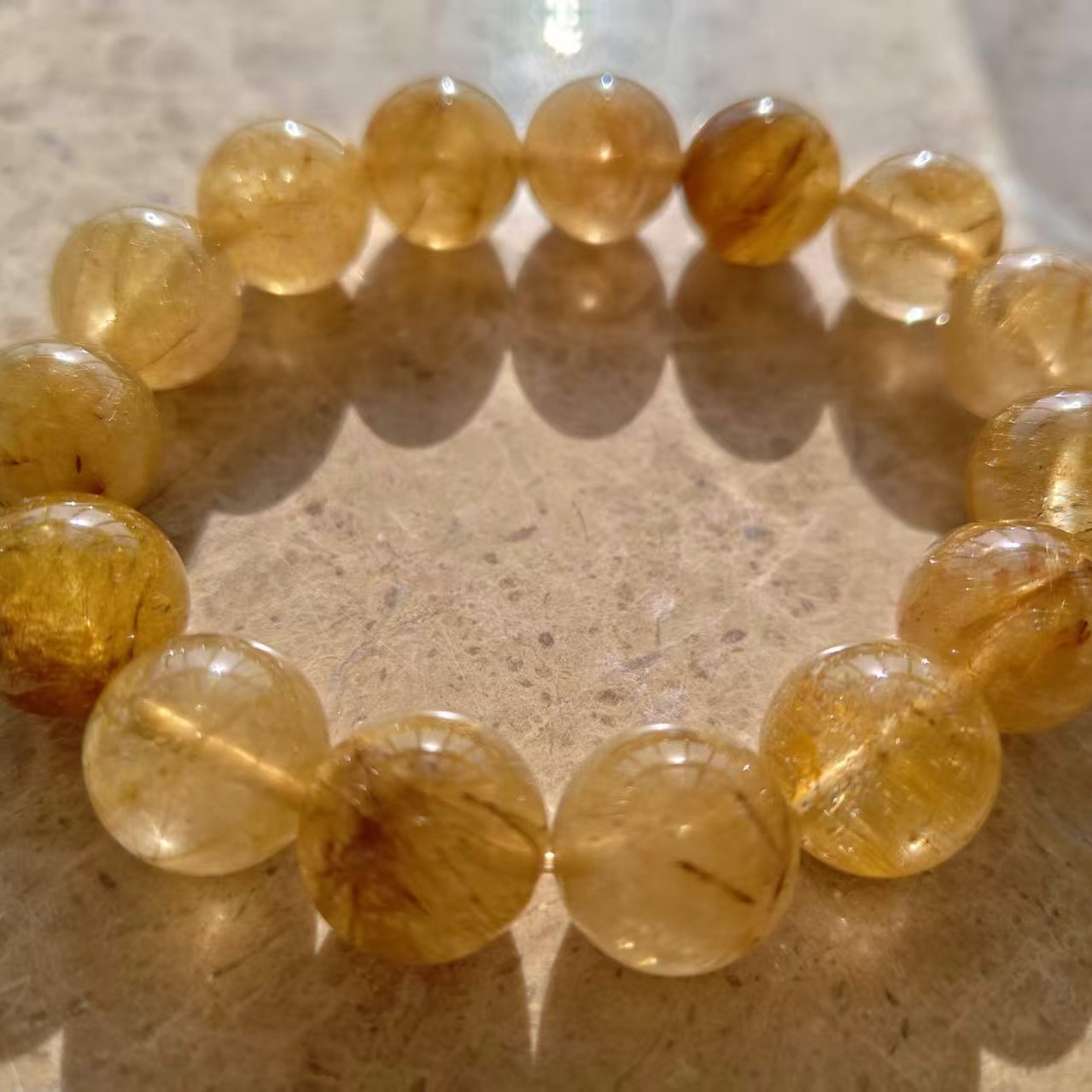 天然金发晶手链男女款圆珠水晶