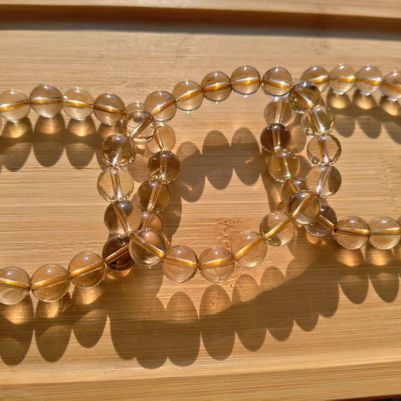 天然茶黄水晶手串高冰感男女款