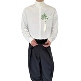 新中式高级感刺绣流苏长袖衬衫男女同款P85，男装衬衫，星座1111（原C206）