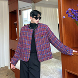 小香风复古圆领紫色粗花呢夹克外套男女同款金属爱心装饰P185，男装夹克，星座1111（原C206）