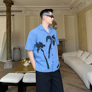 25夏季新款海岛印花短袖衬衫度假时髦风P65图片