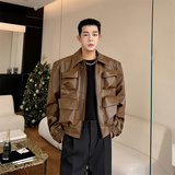 新款立体口袋皮衣外套潮流设计感潮P165，男装皮衣，星座1111（原C206）