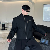 韩版短款精致拉链小夹克新中式金属拉链立体垫肩西装外套P130，男装夹克，星座1111（原C206）