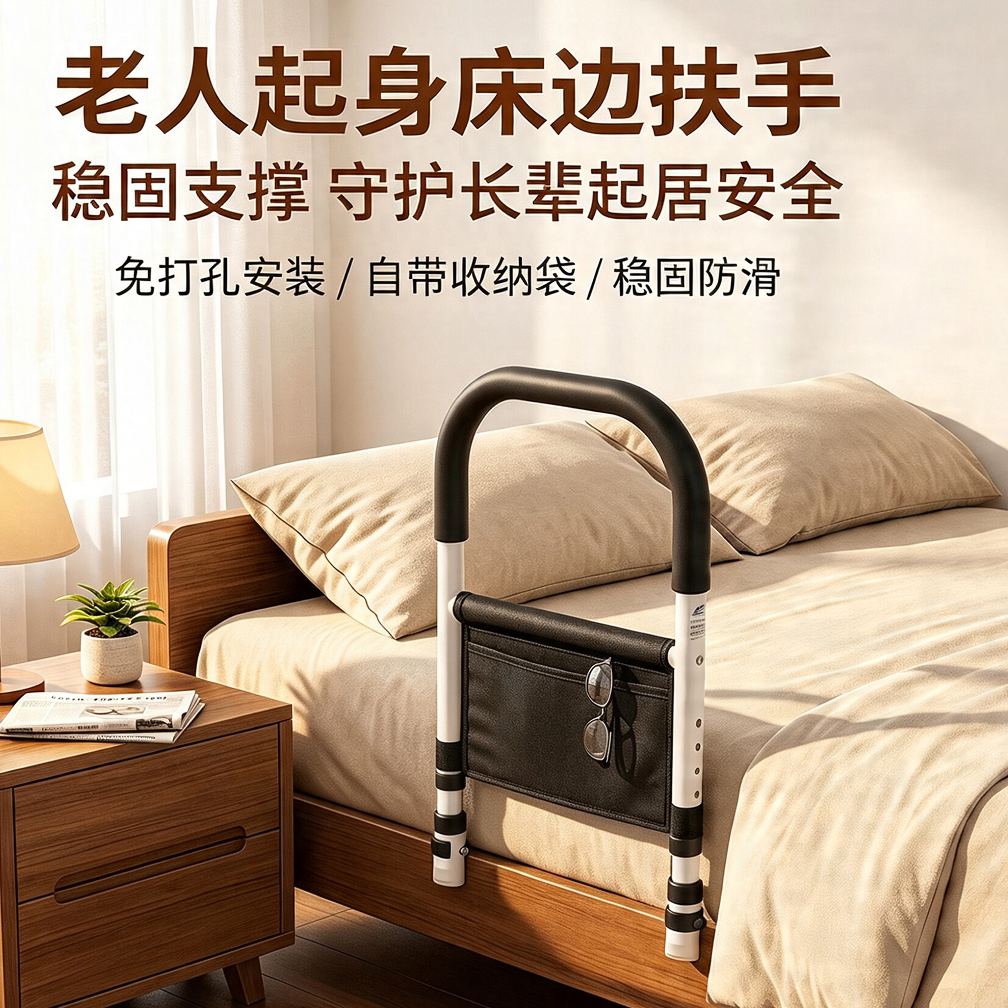 起床辅助器床边扶手防摔高度可调