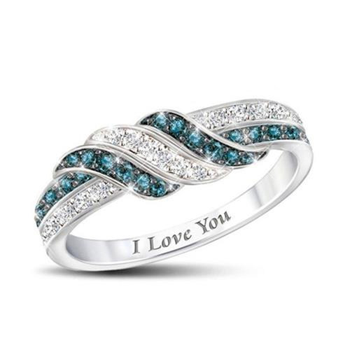 精致时尚白色浪漫iloveyou订婚戒指