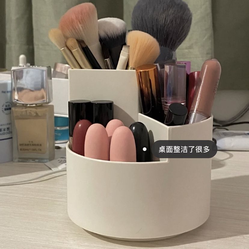 化妆刷收纳桶小清新桌面整理盒笔筒女ins风格可爱带盖