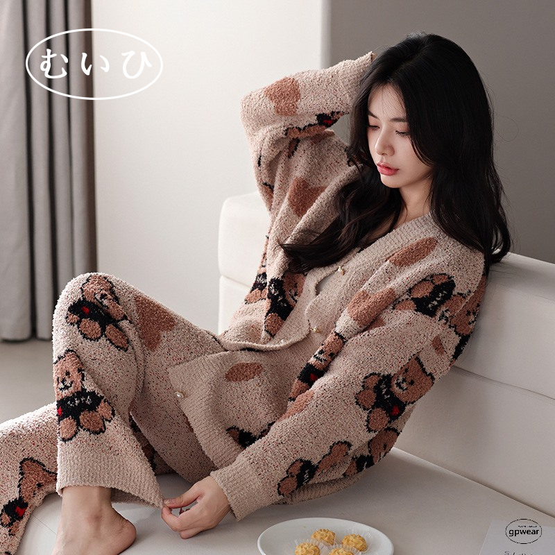 【日本むいひ轻奢】珊瑚绒睡衣女