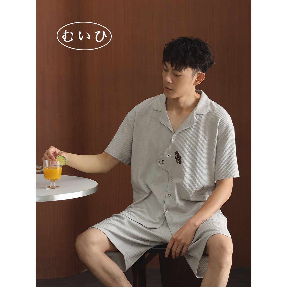 【日本むいひ轻奢】睡衣男夏季纯棉短袖短裤薄款家居服可外穿休闲
