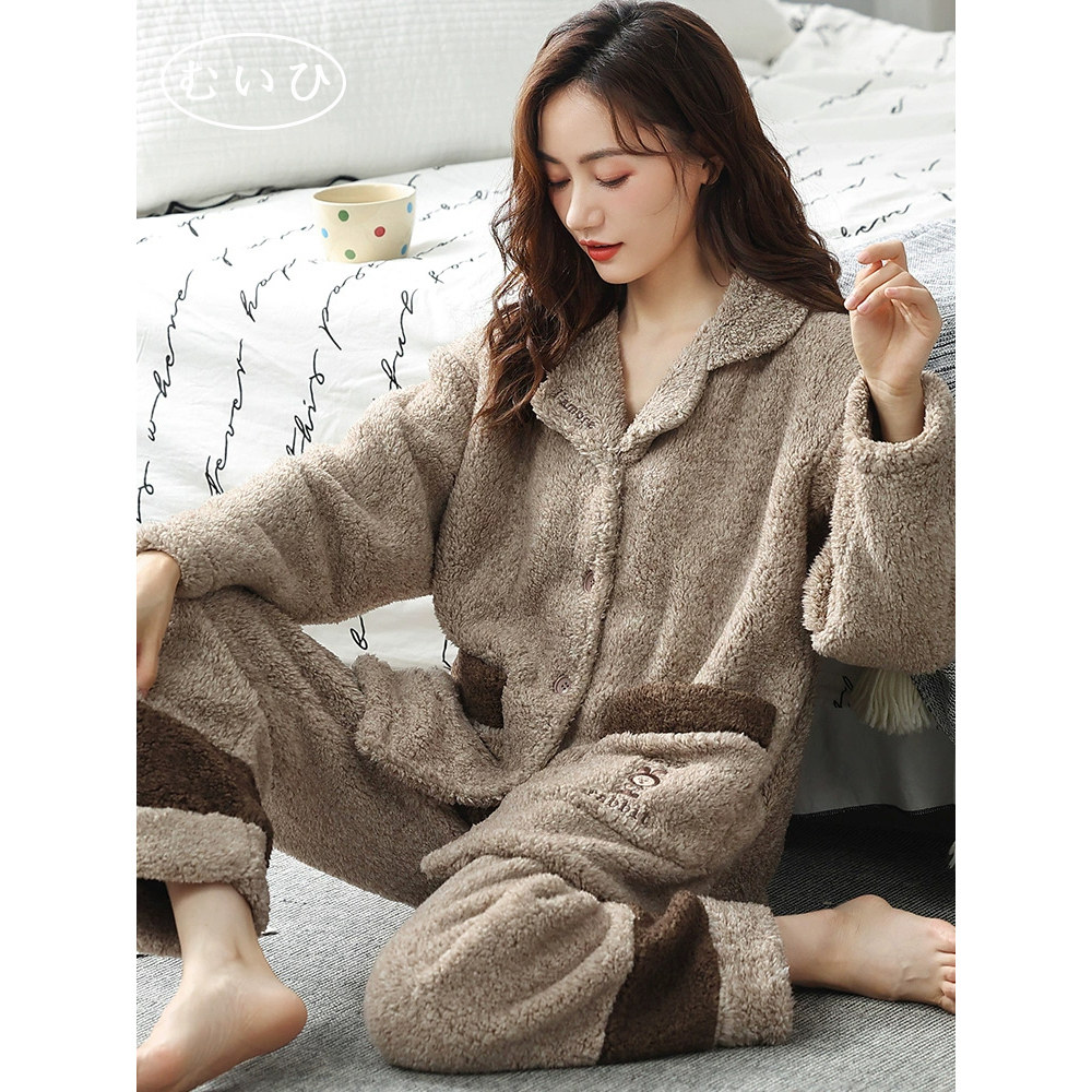 【日本むいひ轻奢】珊瑚绒睡衣女