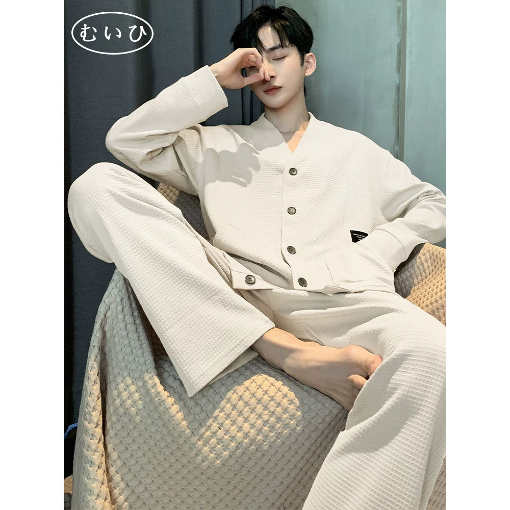 【日本むいひ轻奢】睡衣男士春秋款纯棉长袖大码可外穿家居服套装