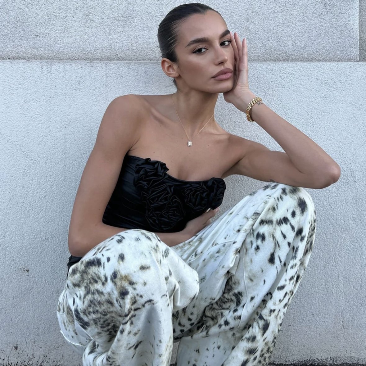 LIONESS豹纹牛仔裤/香港代购直发