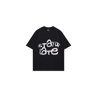LATE涂鸦字体印花字母休闲短袖 STAY 男女同款 魏子宸同款