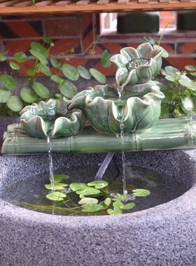 养山鱼池I缸喷流水器陶瓷流水泉假景观庭院花园阳台石槽配件循环