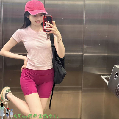 From新色/迷雾粉~齐腰短款透气运动瑜伽swifRace3.0修身短袖T恤女