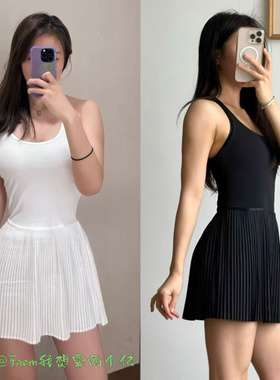 上新~From scop nek plae含胸垫风琴款运动网球百褶连衣裙