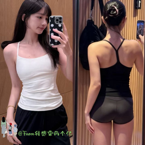 From上新推荐~漫画胸掐腰F~Y型bra含胸垫运动显瘦瑜伽吊带Y字背心
