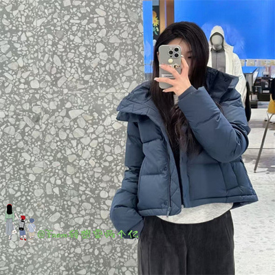 From新色/页岩蓝~Puff四格泡芙羽绒服连帽马甲冬季保暖短款外套女