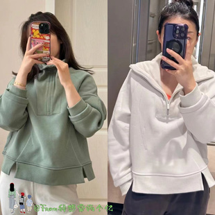 Fleec瑜伽服加绒外套女冬季 更新 From半拉链宽松保暖卫衣Plush