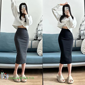 fit 上新From推荐 高腰收腹包臀裙开叉中长裙sllm nu休闲半身裙子