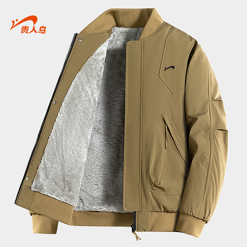 贵人鸟加绒棉服爸爸外套男