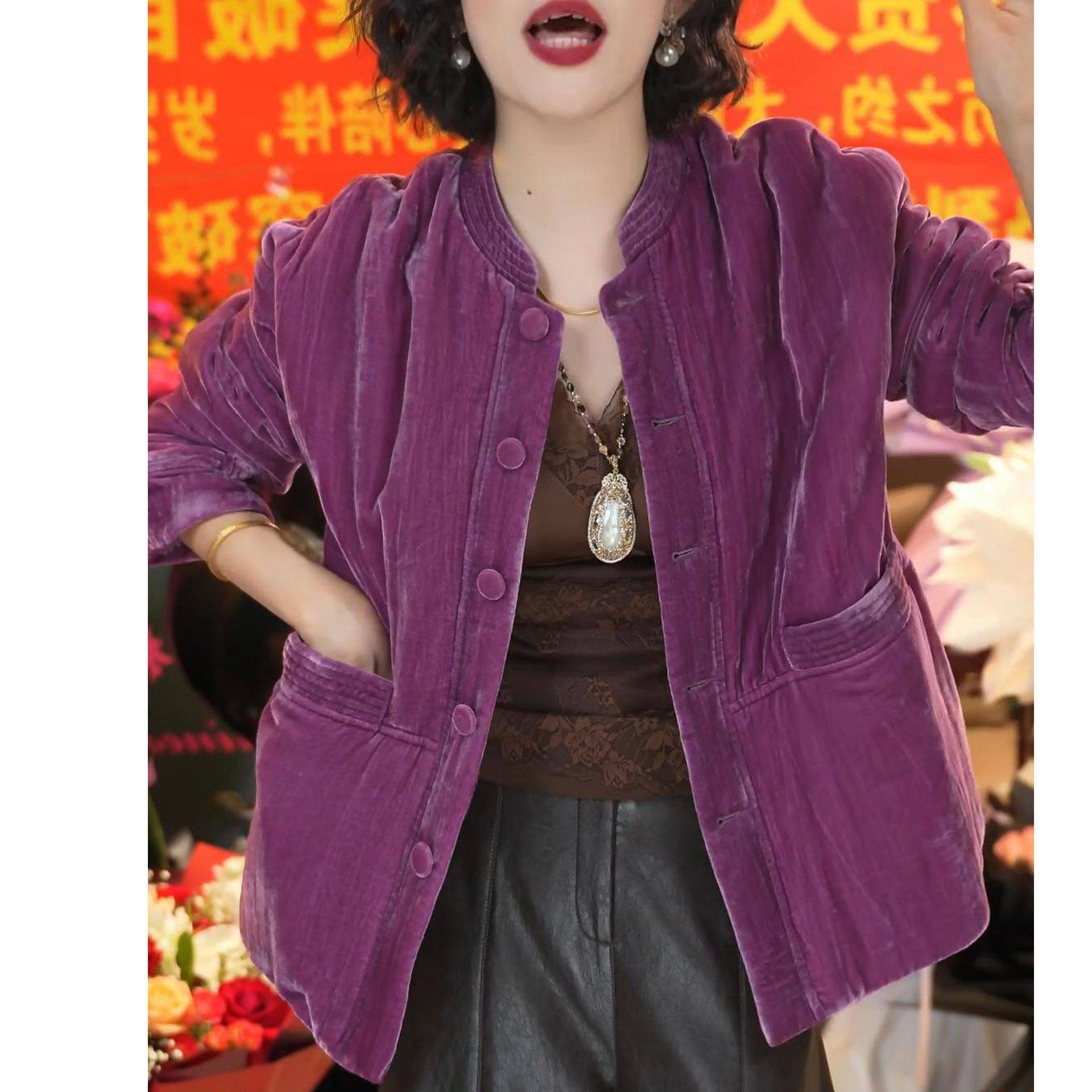 新中式减龄百搭短外套2025冬季新款时尚洋气设计感单排扣圆领上衣,女装/女士精品,短外套,淘宝优惠券,粉丝福利购,淘宝优惠卷