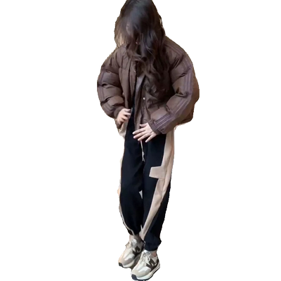 韩版小个子棉服束脚裤两件套