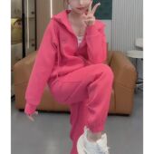 时尚 新款 卫衣外套百搭束脚裤 休闲运动连帽拉链套装 两件套2026春季