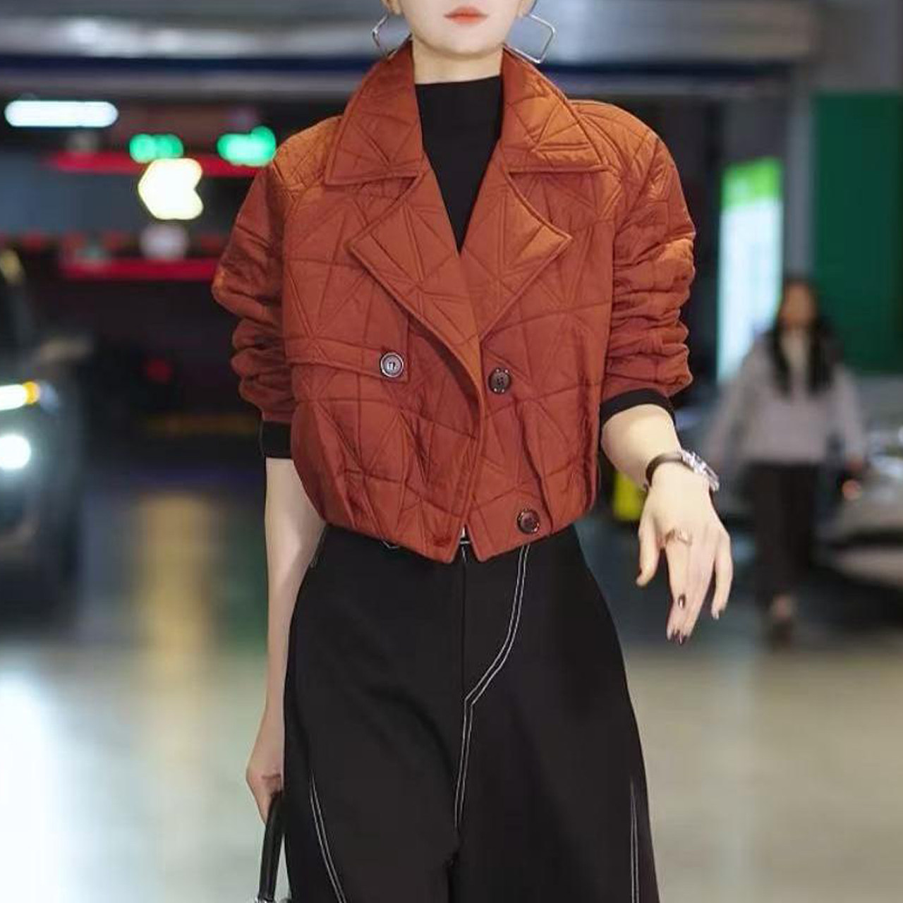 时尚洋气小个子显瘦长袖开衫上衣2025冬季新款设计感短外套棉衣女,女装/女士精品,短外套,淘宝优惠券,粉丝福利购,淘宝优惠卷