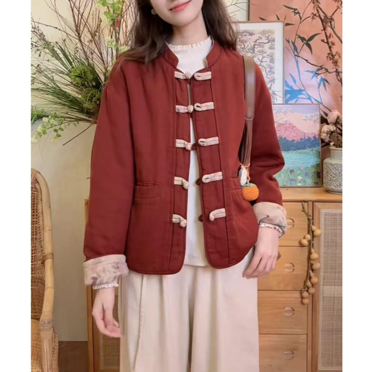 新款设计感盘扣棉衣短外套