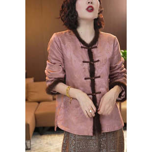 2025年秋季新款复古时尚新中式上衣女洋气设计感拼接显瘦加厚外套