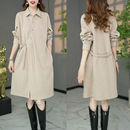 设计感POLO领纯色遮肉显瘦打底裙子 新款 赫本风长袖 连衣裙2025秋季