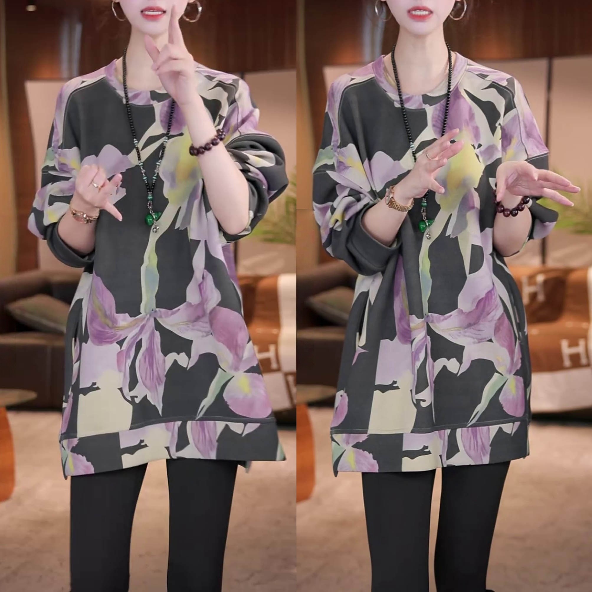 时尚韩版百搭套头打底上衣2025秋冬新款高档气质显瘦圆领印花卫衣,女装/女士精品,卫衣/绒衫,淘宝优惠券,粉丝福利购,淘宝优惠卷