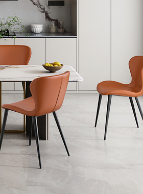 餐椅家用现代简约椅子铁艺轻奢靠背椅皮革餐厅商用网红椅凳子5937