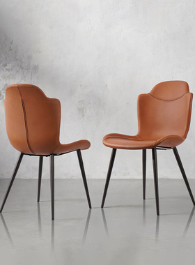 意大利牛皮餐椅真皮餐桌椅轻奢家用靠背椅子高级感餐厅吃饭椅5939