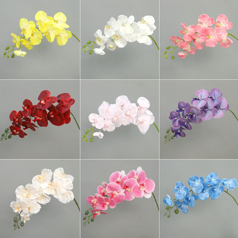 蝴蝶兰仿真花仿生兰花婚庆插花白色装饰婚礼粉色绢花高级花艺假花