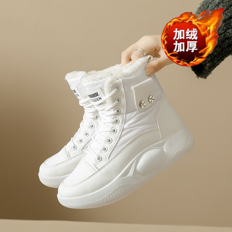 高帮加绒雪地靴女冬季保暖棉鞋