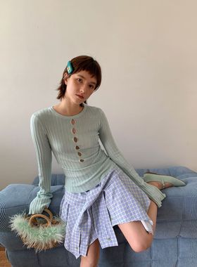 多巴胺镂空羊毛打底衫初秋小心机多色修身针织毛衣女