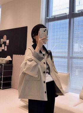 早秋新款巴恩风外套~A字猎户装小个子风衣短款外套女宽松