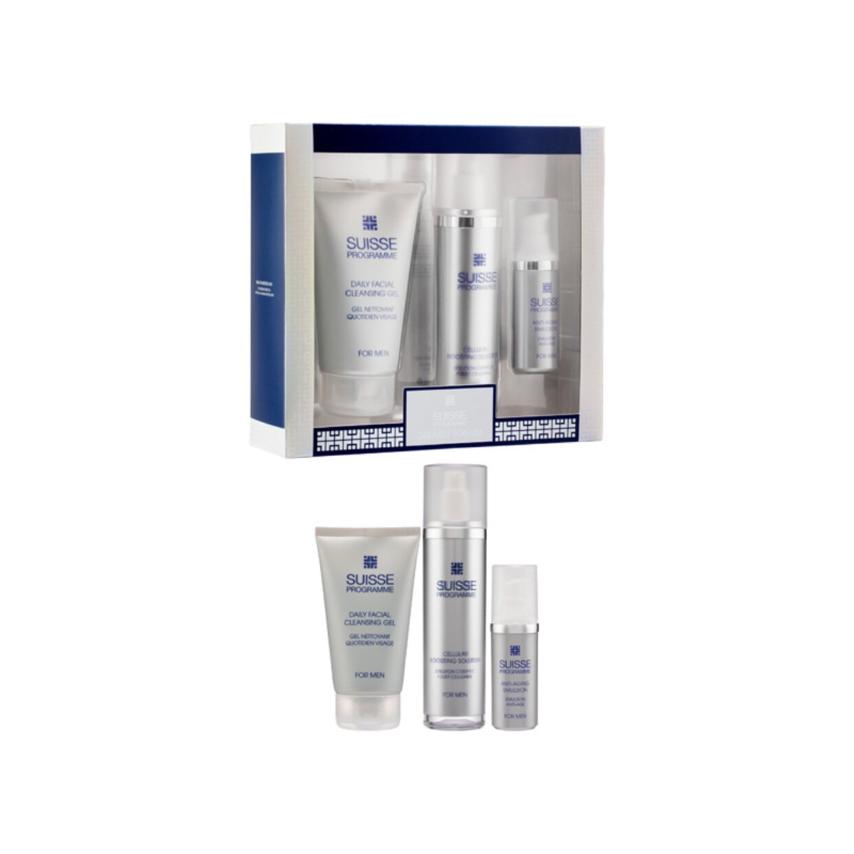 澳门代瑞士suisse葆丽美男士活肤升华露神仙水乳液洗面奶三件套装