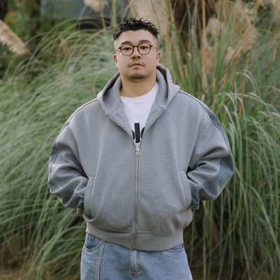 秋冬2合1卫衣牛仔拼接连帽羽绒服