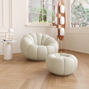 猫爪皮懒人南瓜沙发可躺可睡小户型客厅休闲椅阳台防水单人沙发椅