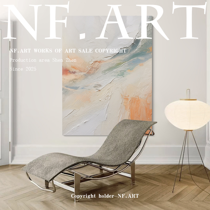 NF.ART原创手绘《清馨》侘寂风客厅极简风装饰画玄关小众艺术挂画