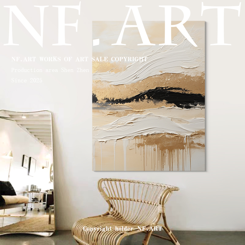 NF.ART原创手绘《林下》侘寂风客厅玄关抽象艺术装饰画设计师油画