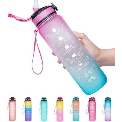 2L Large Capacity Water Bottle With Bounce Cover Time Scale