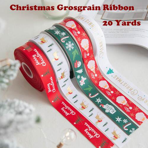 Christmas Grosgrain Ribbon for Gift Wrapping Bows Crafts