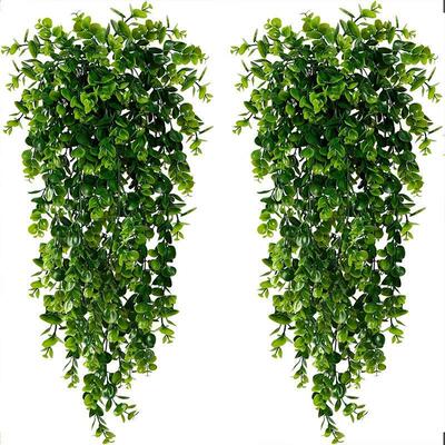 2PCS Artificial Hanging Plants Faux Eucalyptus Leaf Greenery