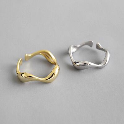 Sterling Silver Open Ring for Women Minimalist 波浪纹女戒指