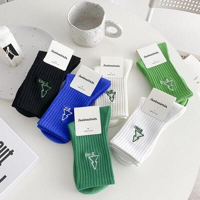mid length solid color socks sports socks striped socks袜子