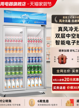 星星冷藏展示柜商用冰柜饮料柜水果保鲜柜超大容量风冷冰箱WDE新