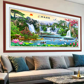 壁画贴纸画26年画防水墙贴画山水画客厅沙发背景墙中式 饰画 自粘装